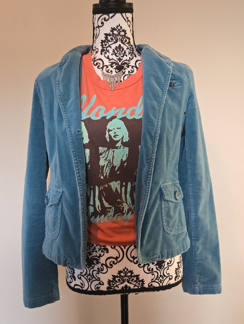 Women’s Turquoise Velvet Blazer Jacket